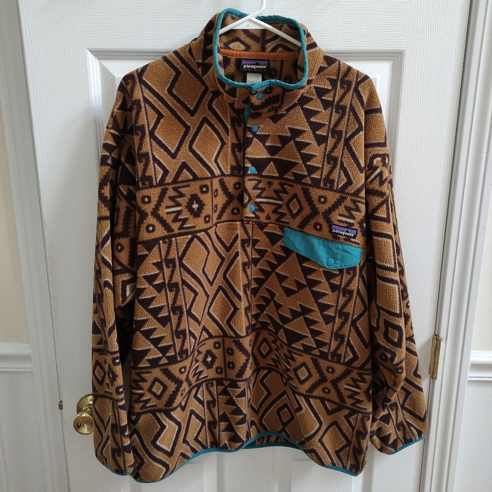 Patagonia Synchilla Aztec Tribal Snap T Pullover Sweater Men's L